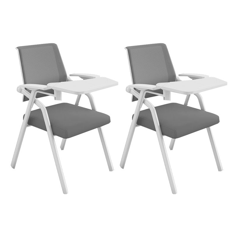 Contemporary Fixed Arms Conference Chair Mesh-back Task Chair for Office With Writing Pad Gray 2 Piece Set Clearhalo 'furn' 'furn_office_chair' 'Furniture' 'Office Chairs' 'Office Furniture' 'office_chair' 7131050