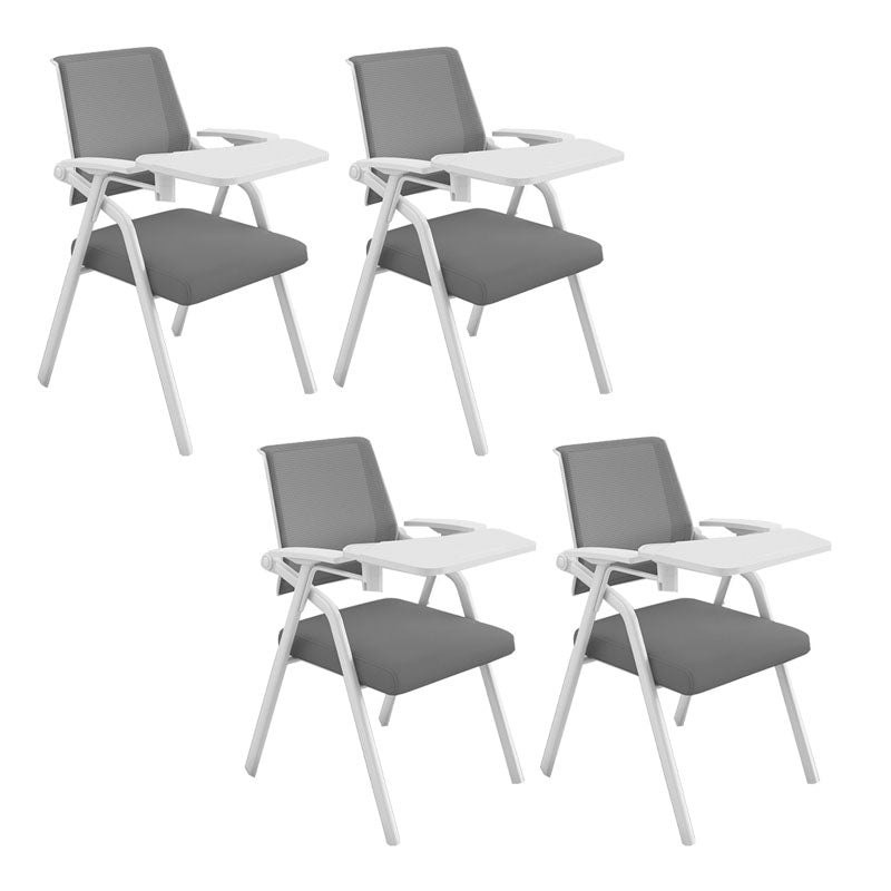 Contemporary Fixed Arms Conference Chair Mesh-back Task Chair for Office With Writing Pad Gray 4 Piece Set Clearhalo 'furn' 'furn_office_chair' 'Furniture' 'Office Chairs' 'Office Furniture' 'office_chair' 7131052