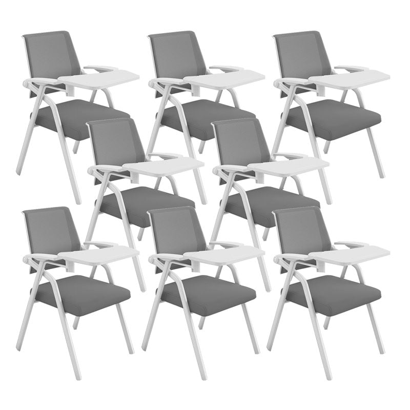 Contemporary Fixed Arms Conference Chair Mesh-back Task Chair for Office With Writing Pad Gray 8 Piece Set Clearhalo 'furn' 'furn_office_chair' 'Furniture' 'Office Chairs' 'Office Furniture' 'office_chair' 7131054