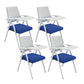 Contemporary Fixed Arms Conference Chair Mesh-back Task Chair for Office With Writing Pad Blue 4 Piece Set Clearhalo 'furn' 'furn_office_chair' 'Furniture' 'Office Chairs' 'Office Furniture' 'office_chair' 7131062