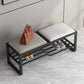 Rectangle Shoe Storage Entryway Bench Cushioned Metal Seating Bench 47"L x 14"W x 18"H Houndstooth pattern Black Clearhalo 'Benches' 'Chairs & Seating' 'furn' 'furn_benches' 'Furniture' 'Living Room Furniture' 7131072