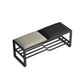 Rectangle Shoe Storage Entryway Bench Cushioned Metal Seating Bench Black Houndstooth Black Clearhalo 'Benches' 'Chairs & Seating' 'furn' 'furn_benches' 'Furniture' 'Living Room Furniture' 7131078
