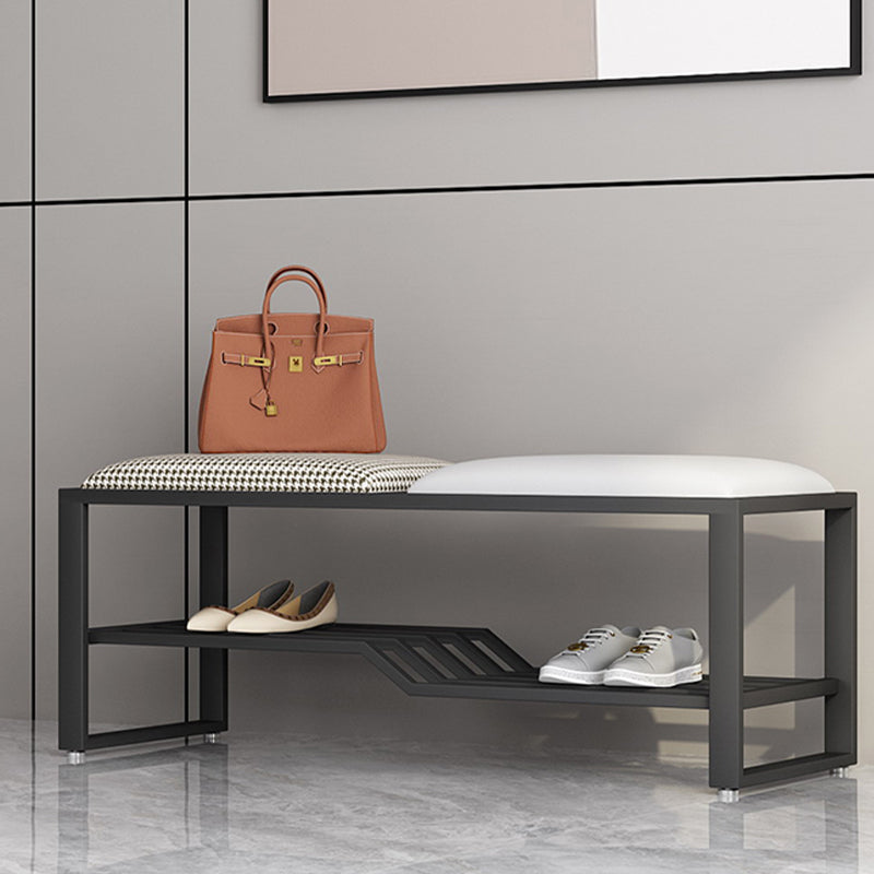 Rectangle Shoe Storage Entryway Bench Cushioned Metal Seating Bench Clearhalo 'Benches' 'Chairs & Seating' 'furn' 'furn_benches' 'Furniture' 'Living Room Furniture' 7131084