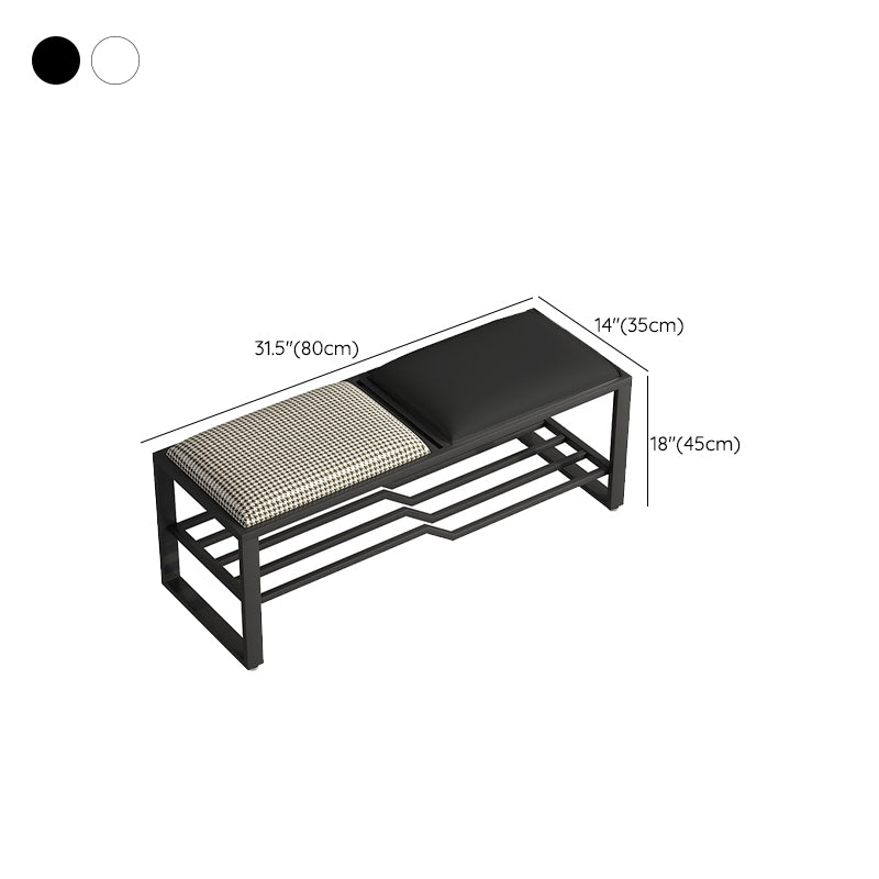 Rectangle Shoe Storage Entryway Bench Cushioned Metal Seating Bench Clearhalo 'Benches' 'Chairs & Seating' 'furn' 'furn_benches' 'Furniture' 'Living Room Furniture' 7131086