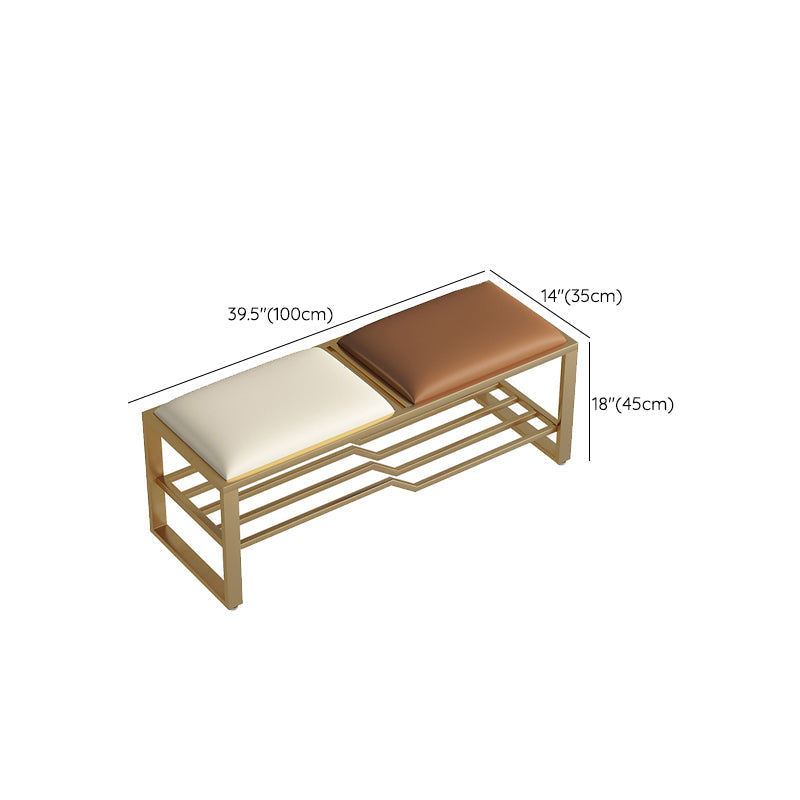 Rectangle Shoe Storage Entryway Bench Cushioned Metal Seating Bench Clearhalo 'Benches' 'Chairs & Seating' 'furn' 'furn_benches' 'Furniture' 'Living Room Furniture' 7131093