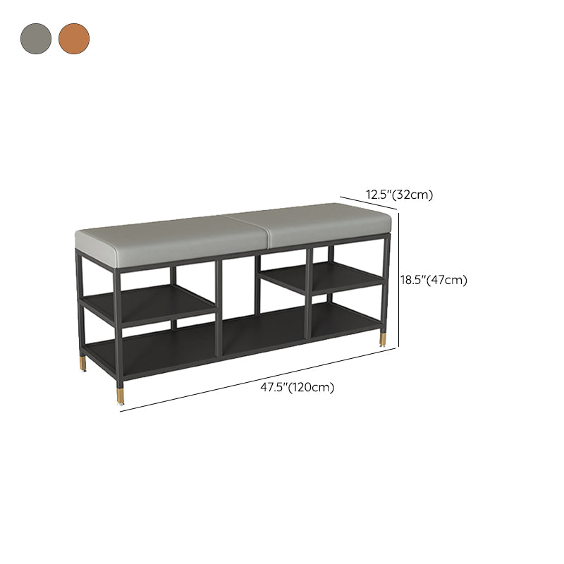 Modern Entryway Bench Cushioned Metal Seating Bench , 12.5 inch Width Clearhalo 'Benches' 'Chairs & Seating' 'furn' 'furn_benches' 'Furniture' 'Living Room Furniture' 7131136