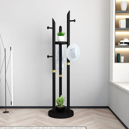 Mid Century Modern Hall Stand Wooden Hall Stand with Storage Shelf Organizer Black Clearhalo 'Entry & Mudroom Furniture' 'furn' 'furn_hall_tree_coat_racks' 'Furniture' 'Hall Trees & Coat Racks' 'hall_tree_coat_racks' 7131202