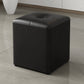 Glam Pouf Ottoman Genuine Leather Stain Resistant Upholstered Square Ottoman Black 1 Piece Clearhalo 'furn' 'furn_ottomans_poufs' 'Furniture' 'Living Room Furniture' 'Ottomans & Poufs' 'ottomans_poufs' 7131294
