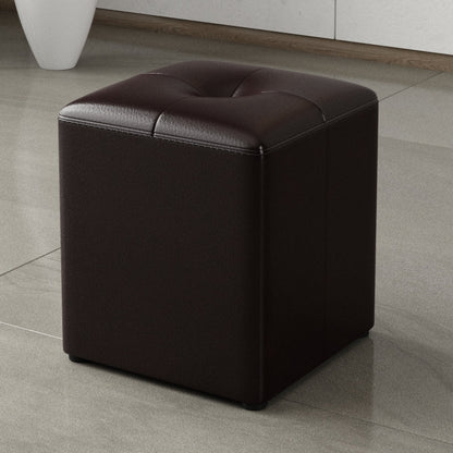 Glam Pouf Ottoman Genuine Leather Stain Resistant Upholstered Square Ottoman Coffee 1 Piece Clearhalo 'furn' 'furn_ottomans_poufs' 'Furniture' 'Living Room Furniture' 'Ottomans & Poufs' 'ottomans_poufs' 7131299