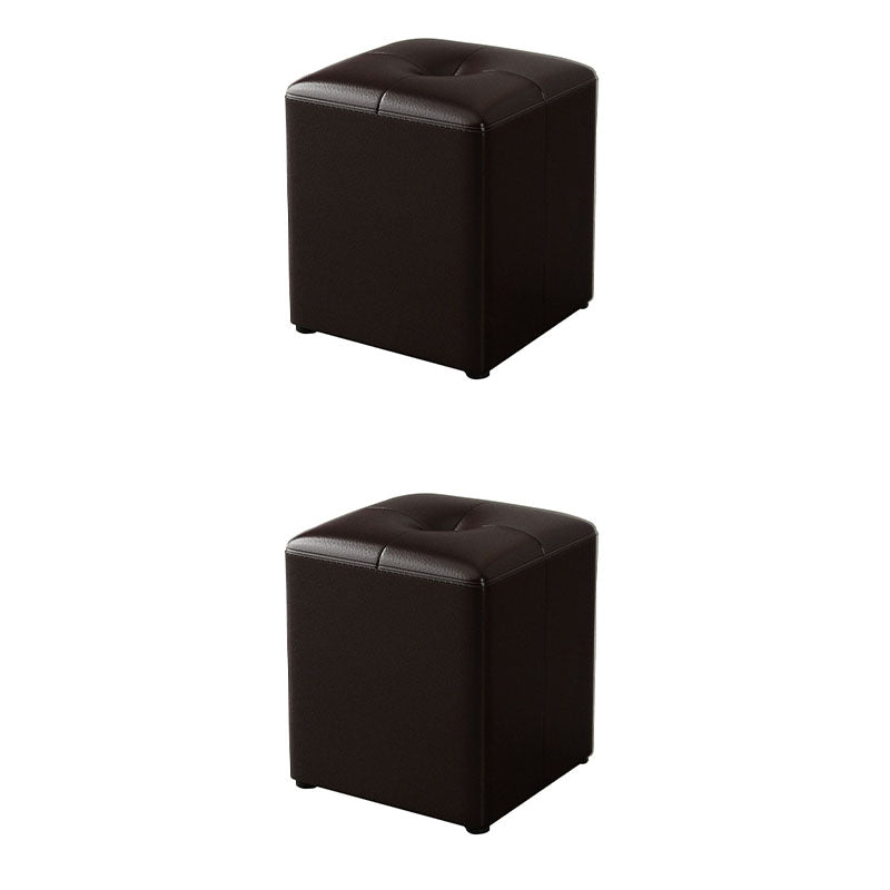 Glam Pouf Ottoman Genuine Leather Stain Resistant Upholstered Square Ottoman Coffee 2 Piece Set Clearhalo 'furn' 'furn_ottomans_poufs' 'Furniture' 'Living Room Furniture' 'Ottomans & Poufs' 'ottomans_poufs' 7131301