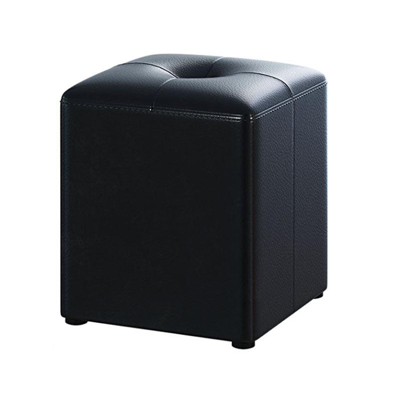 Glam Pouf Ottoman Genuine Leather Stain Resistant Upholstered Square Ottoman Clearhalo 'furn' 'furn_ottomans_poufs' 'Furniture' 'Living Room Furniture' 'Ottomans & Poufs' 'ottomans_poufs' 7131302