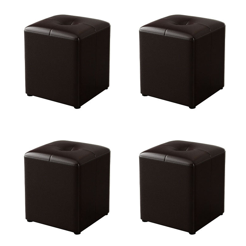 Glam Pouf Ottoman Genuine Leather Stain Resistant Upholstered Square Ottoman Coffee 4 Piece Set Clearhalo 'furn' 'furn_ottomans_poufs' 'Furniture' 'Living Room Furniture' 'Ottomans & Poufs' 'ottomans_poufs' 7131303