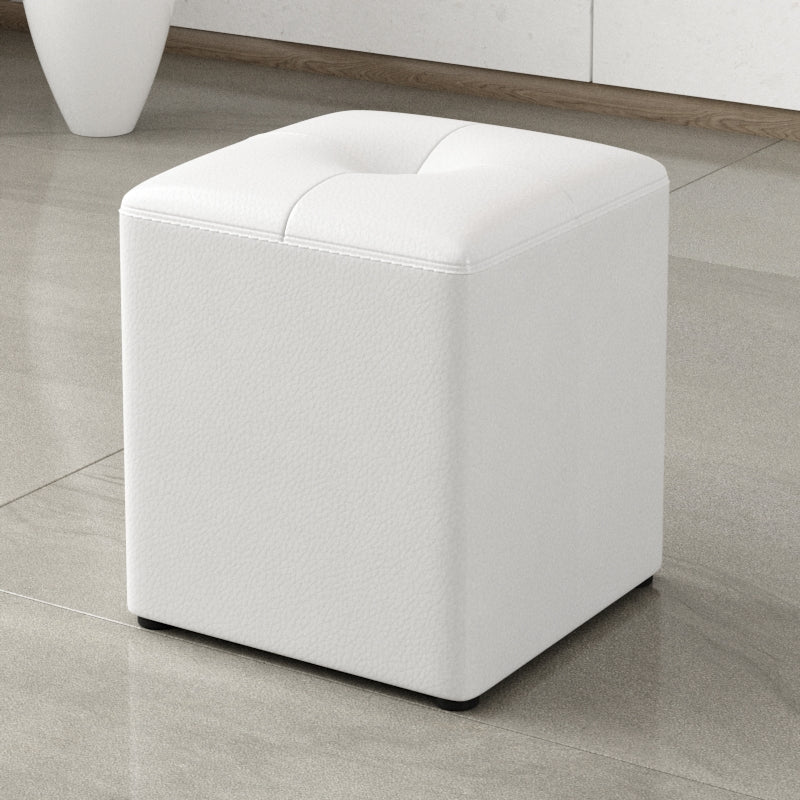 Glam Pouf Ottoman Genuine Leather Stain Resistant Upholstered Square Ottoman White 1 Piece Clearhalo 'furn' 'furn_ottomans_poufs' 'Furniture' 'Living Room Furniture' 'Ottomans & Poufs' 'ottomans_poufs' 7131305