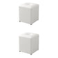 Glam Pouf Ottoman Genuine Leather Stain Resistant Upholstered Square Ottoman White 2 Piece Set Clearhalo 'furn' 'furn_ottomans_poufs' 'Furniture' 'Living Room Furniture' 'Ottomans & Poufs' 'ottomans_poufs' 7131307