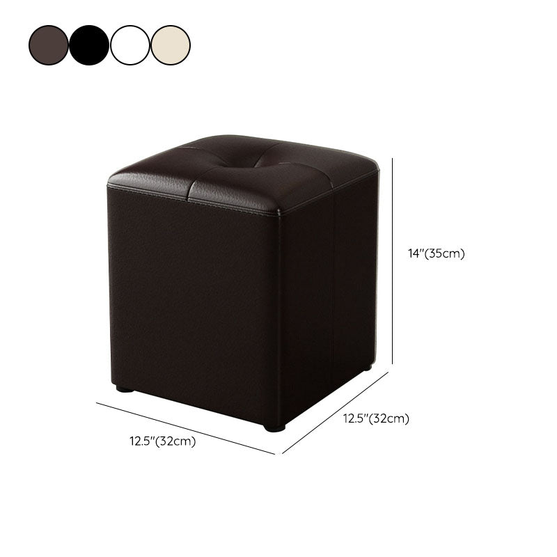Glam Pouf Ottoman Genuine Leather Stain Resistant Upholstered Square Ottoman Clearhalo 'furn' 'furn_ottomans_poufs' 'Furniture' 'Living Room Furniture' 'Ottomans & Poufs' 'ottomans_poufs' 7131315