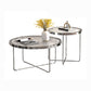 Round Cross Legs Coffee Table Stainless Steel Cocktail Table 28"L x 28"W x 15"H + 19"L x 19"W x 18.5"H Clear Clearhalo 'Coffee & Accent Tables' 'Coffee Tables' 'coffee_tables' 'furn' 'furn_coffee_tables' 'Furniture' 'Living Room Furniture' 7131391