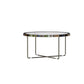 Round Cross Legs Coffee Table Stainless Steel Cocktail Table 27.5"L x 27.5"W x 14.5"H Clear Clearhalo 'Coffee & Accent Tables' 'Coffee Tables' 'coffee_tables' 'furn' 'furn_coffee_tables' 'Furniture' 'Living Room Furniture' 7131394