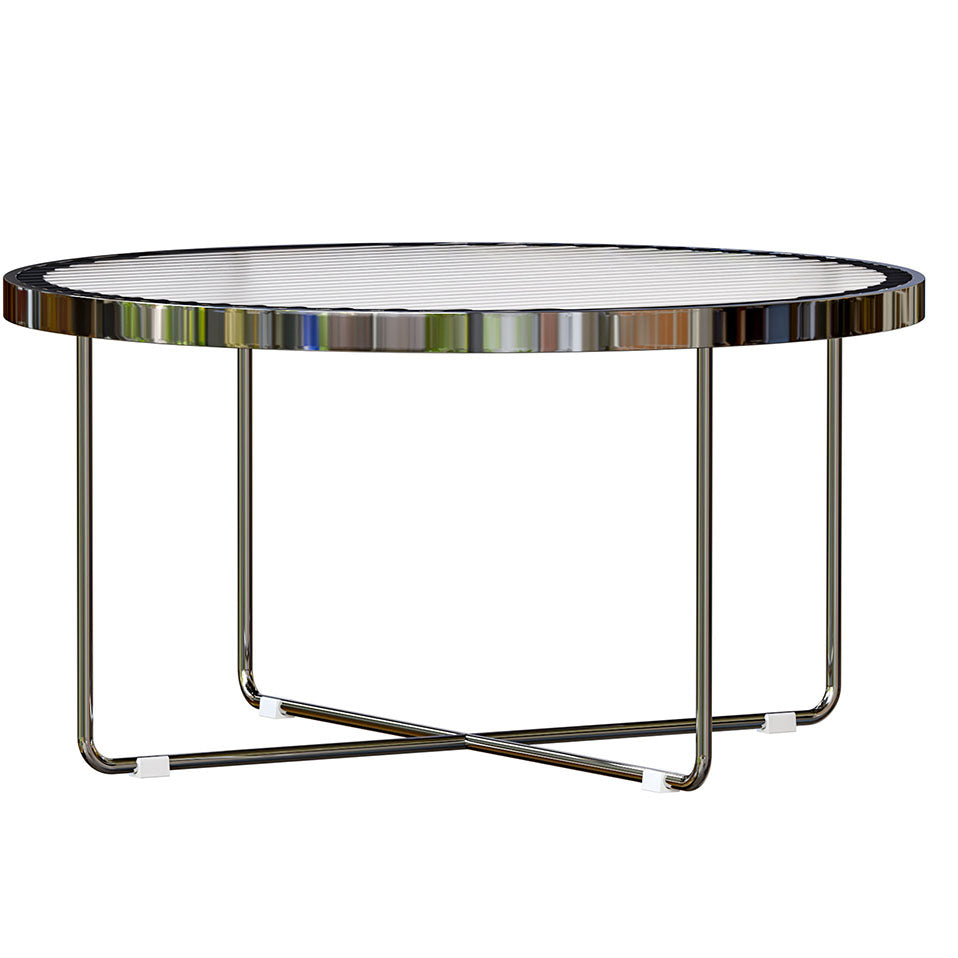 Round Cross Legs Coffee Table Stainless Steel Cocktail Table Clearhalo 'Coffee & Accent Tables' 'Coffee Tables' 'coffee_tables' 'furn' 'furn_coffee_tables' 'Furniture' 'Living Room Furniture' 7131398