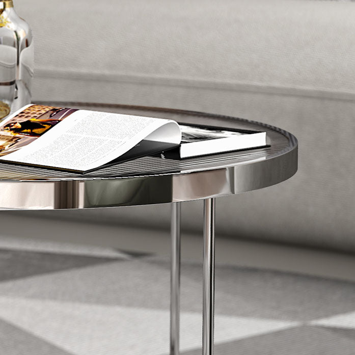 Round Cross Legs Coffee Table Stainless Steel Cocktail Table Clearhalo 'Coffee & Accent Tables' 'Coffee Tables' 'coffee_tables' 'furn' 'furn_coffee_tables' 'Furniture' 'Living Room Furniture' 7131401