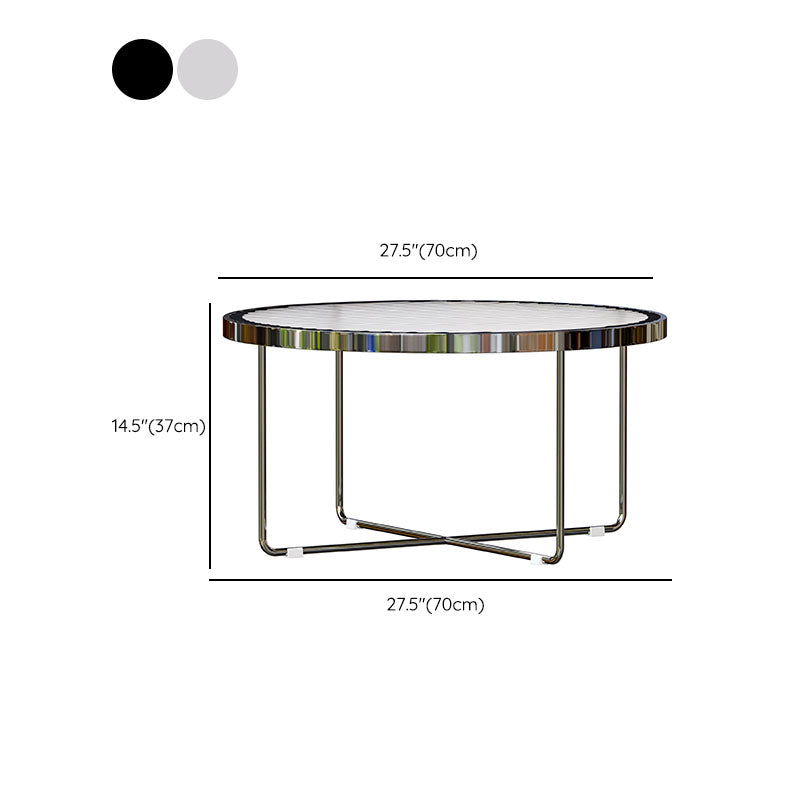 Round Cross Legs Coffee Table Stainless Steel Cocktail Table Clearhalo 'Coffee & Accent Tables' 'Coffee Tables' 'coffee_tables' 'furn' 'furn_coffee_tables' 'Furniture' 'Living Room Furniture' 7131403