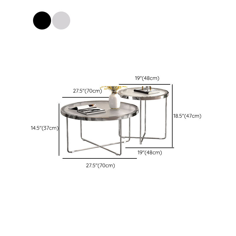 Round Cross Legs Coffee Table Stainless Steel Cocktail Table Clearhalo 'Coffee & Accent Tables' 'Coffee Tables' 'coffee_tables' 'furn' 'furn_coffee_tables' 'Furniture' 'Living Room Furniture' 7131405