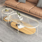 4 Legs Metal Coffee Table Shelf Included Oval Glass Top Cocktail Table Clearhalo 'Coffee & Accent Tables' 'Coffee Tables' 'coffee_tables' 'furn' 'furn_coffee_tables' 'Furniture' 'Living Room Furniture' 7131409