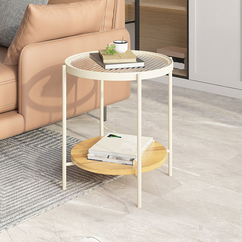 4 Legs Metal Coffee Table Shelf Included Oval Glass Top Cocktail Table 18"L x 18"W x 20"H Wood Clearhalo 'Coffee & Accent Tables' 'Coffee Tables' 'coffee_tables' 'furn' 'furn_coffee_tables' 'Furniture' 'Living Room Furniture' 7131410