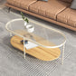 4 Legs Metal Coffee Table Shelf Included Oval Glass Top Cocktail Table Clearhalo 'Coffee & Accent Tables' 'Coffee Tables' 'coffee_tables' 'furn' 'furn_coffee_tables' 'Furniture' 'Living Room Furniture' 7131412