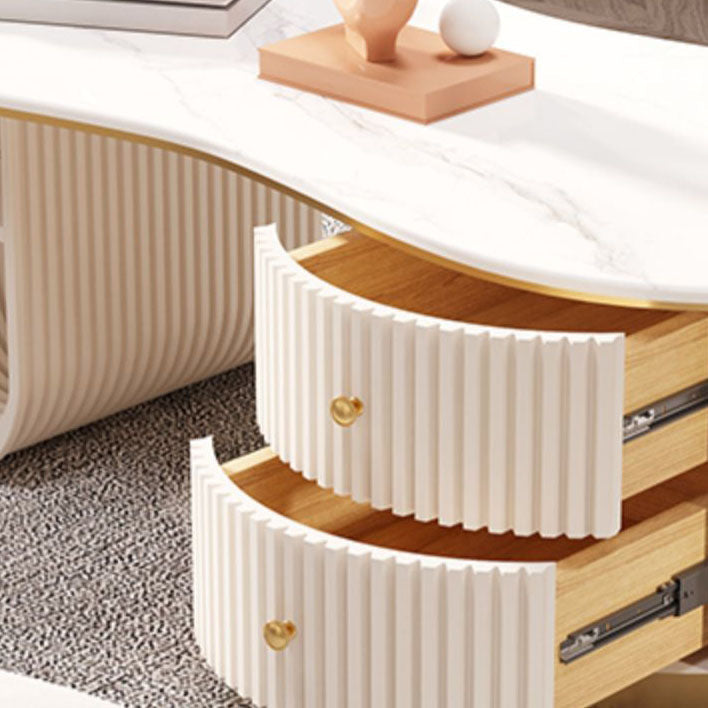 Modern Geometric Coffee Table with Drawer Stone Top Cocktail Table Clearhalo 'Coffee & Accent Tables' 'Coffee Tables' 'coffee_tables' 'furn' 'furn_coffee_tables' 'Furniture' 'Living Room Furniture' 7131431