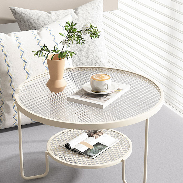 Frame Metal Coffee Table Shelf Included Round Single Cocktail Table Clearhalo 'Coffee & Accent Tables' 'Coffee Tables' 'coffee_tables' 'furn' 'furn_coffee_tables' 'Furniture' 'Living Room Furniture' 7131464