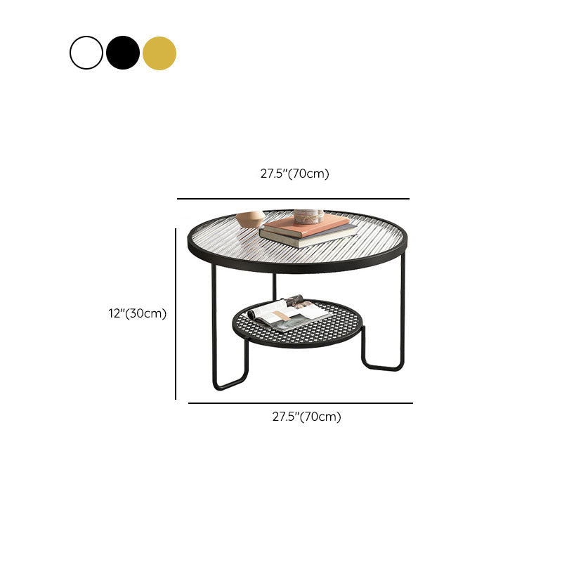 Frame Metal Coffee Table Shelf Included Round Single Cocktail Table Clearhalo 'Coffee & Accent Tables' 'Coffee Tables' 'coffee_tables' 'furn' 'furn_coffee_tables' 'Furniture' 'Living Room Furniture' 7131469