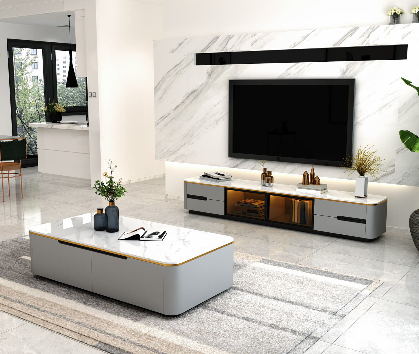 Block 1 tavolino singolo con cassetti Tavolino da cocktail moderno rettangolare