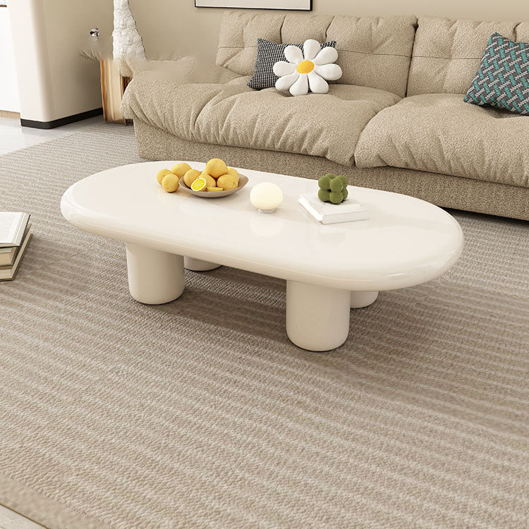 Modern 4 Legs Cocktail Table Oval Engineered Wood Coffee Table - White Clearhalo 'Coffee & Accent Tables' 'Coffee Tables' 'coffee_tables' 'furn' 'furn_coffee_tables' 'Furniture' 'Living Room Furniture' 7131483