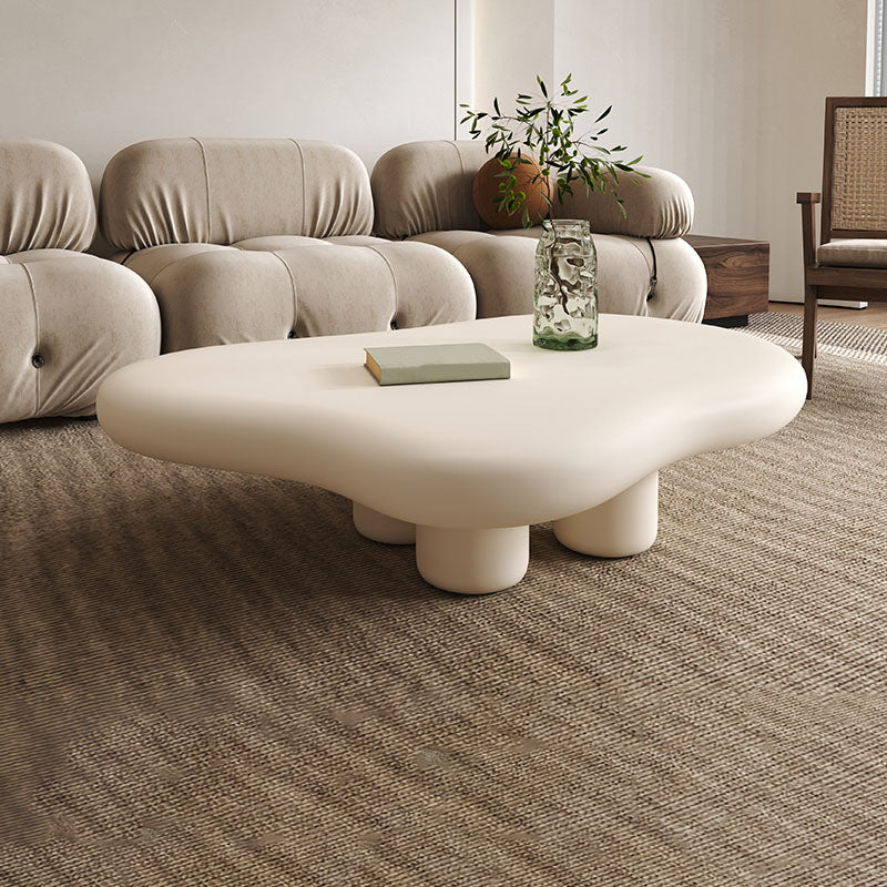4 Legs Geometric Coffee Table Contemporary Manufactured Wood Cocktail Table Off-White Clearhalo 'Coffee & Accent Tables' 'Coffee Tables' 'coffee_tables' 'furn' 'furn_coffee_tables' 'Furniture' 'Living Room Furniture' 7131499