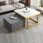 Modern Square Stone Coffee Table with Drawers 2 Nesting Cocktail Table Set 28"L x 28"W x 18"H + 24"L x 24"W x 15"H Grey Gold White Clearhalo 'Coffee & Accent Tables' 'Coffee Tables' 'coffee_tables' 'furn' 'furn_coffee_tables' 'Furniture' 'Living Room Furniture' 7131526