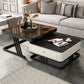 Frame Coffee Table Slate Top Coffee Cocktail Table with Storage Drawers Glass Black Clearhalo 'Coffee & Accent Tables' 'Coffee Tables' 'coffee_tables' 'furn' 'furn_coffee_tables' 'Furniture' 'Living Room Furniture' 7131560