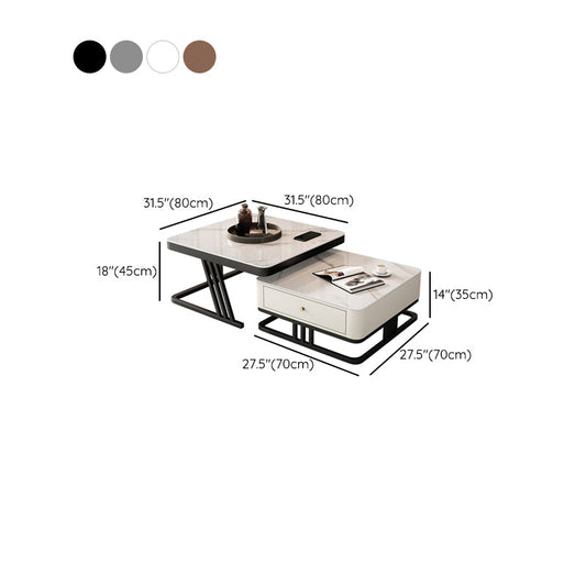 Mesa de café en marco mesa de café top de pizarra con cajones de almacenamiento