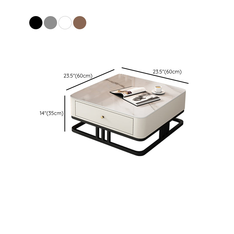 Frame Coffee Table Slate Top Coffee Cocktail Table with Storage Drawers Clearhalo 'Coffee & Accent Tables' 'Coffee Tables' 'coffee_tables' 'furn' 'furn_coffee_tables' 'Furniture' 'Living Room Furniture' 7131578