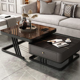 Square Slate Frame Cocktail Table with Drawers 2 Nesting Coffee Table Set Clearhalo 'Coffee & Accent Tables' 'Coffee Tables' 'coffee_tables' 'furn' 'furn_coffee_tables' 'Furniture' 'Living Room Furniture' 7131584