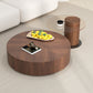Contemporary Round Wood Coffee Table Drum Base Cocktail Table