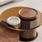 Contemporary Round Wood Coffee Table Drum Base Cocktail Table