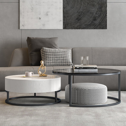 Mesa de café de marco Cóctel de vidrio con cajones de almacenamiento