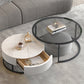 Frame Coffee Table Glass Top Cocktail Table with Storage Drawers