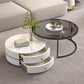 Frame Coffee Table Glass Top Cocktail Table with Storage Drawers