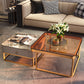 Frame Coffee Table Slate/Glass Top Coffee or End Table with Drawer Clearhalo 'Coffee & Accent Tables' 'Coffee Tables' 'coffee_tables' 'furn' 'furn_coffee_tables' 'Furniture' 'Living Room Furniture' 7131635