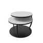 Contemporary Coffee Table Round Stone Top Extendable Coffee Cocktail Table Black White Clearhalo 'Coffee & Accent Tables' 'Coffee Tables' 'coffee_tables' 'furn' 'furn_coffee_tables' 'Furniture' 'Living Room Furniture' 7131656