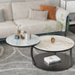 Contemporary Coffee Table Round Stone Top Extendable Coffee Cocktail Table Clearhalo 'Coffee & Accent Tables' 'Coffee Tables' 'coffee_tables' 'furn' 'furn_coffee_tables' 'Furniture' 'Living Room Furniture' 7131658