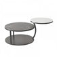 Contemporary Coffee Table Round Stone Top Extendable Coffee Cocktail Table Black Black White Clearhalo 'Coffee & Accent Tables' 'Coffee Tables' 'coffee_tables' 'furn' 'furn_coffee_tables' 'Furniture' 'Living Room Furniture' 7131660