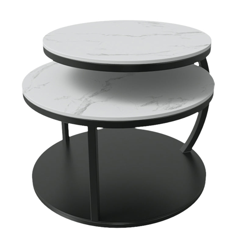 Contemporary Coffee Table Round Stone Top Extendable Coffee Cocktail Table Clearhalo 'Coffee & Accent Tables' 'Coffee Tables' 'coffee_tables' 'furn' 'furn_coffee_tables' 'Furniture' 'Living Room Furniture' 7131662