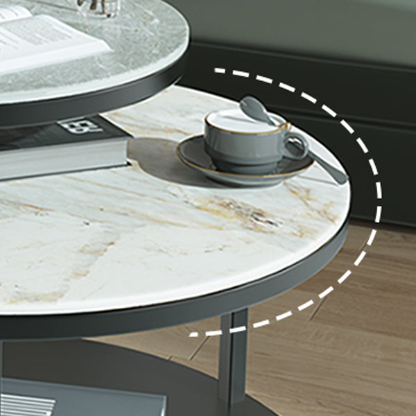 Contemporary Coffee Table Round Stone Top Extendable Coffee Cocktail Table Clearhalo 'Coffee & Accent Tables' 'Coffee Tables' 'coffee_tables' 'furn' 'furn_coffee_tables' 'Furniture' 'Living Room Furniture' 7131666